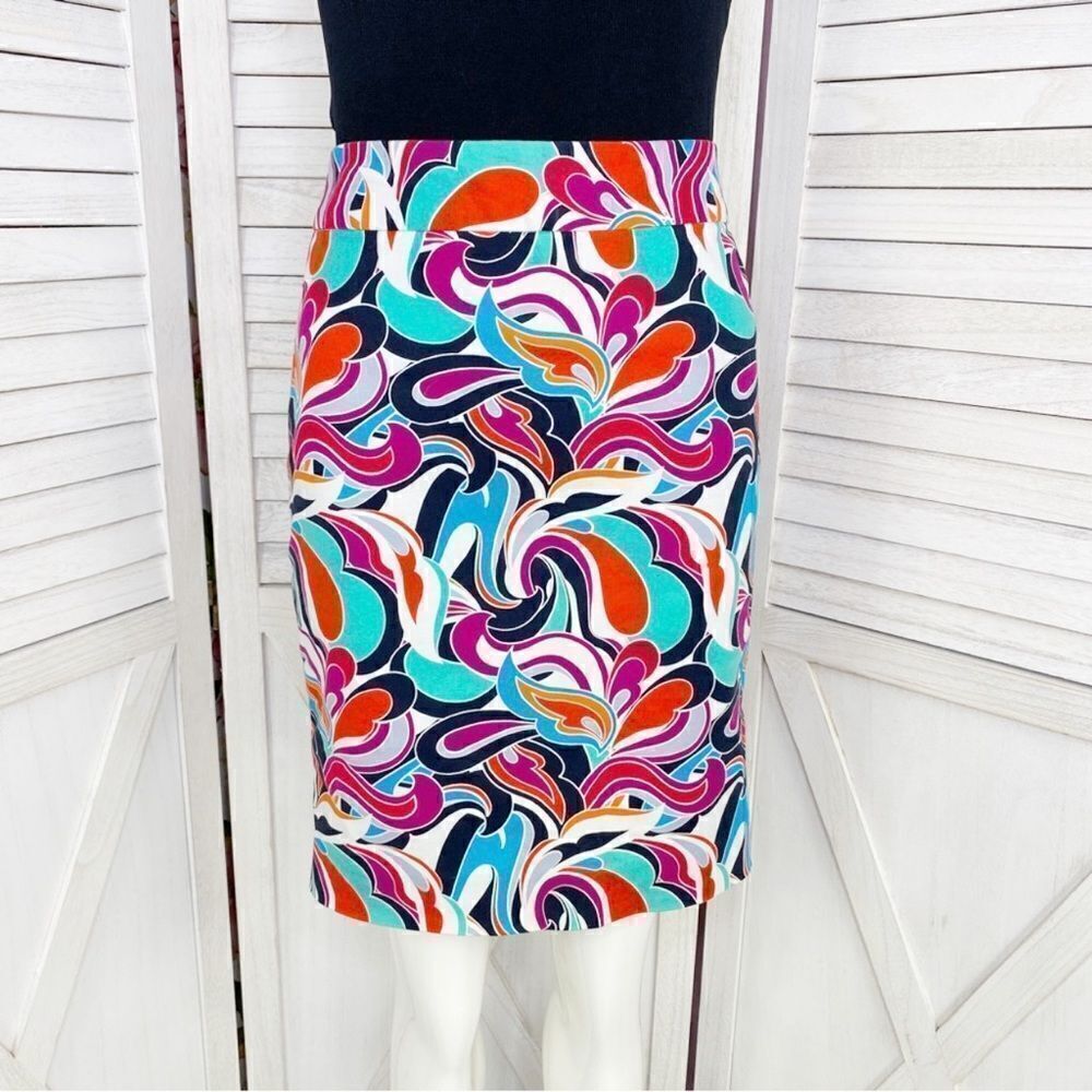 Banana Republic Pencil Skirt Paisley Swirl Stretch Twill Size‎ 2